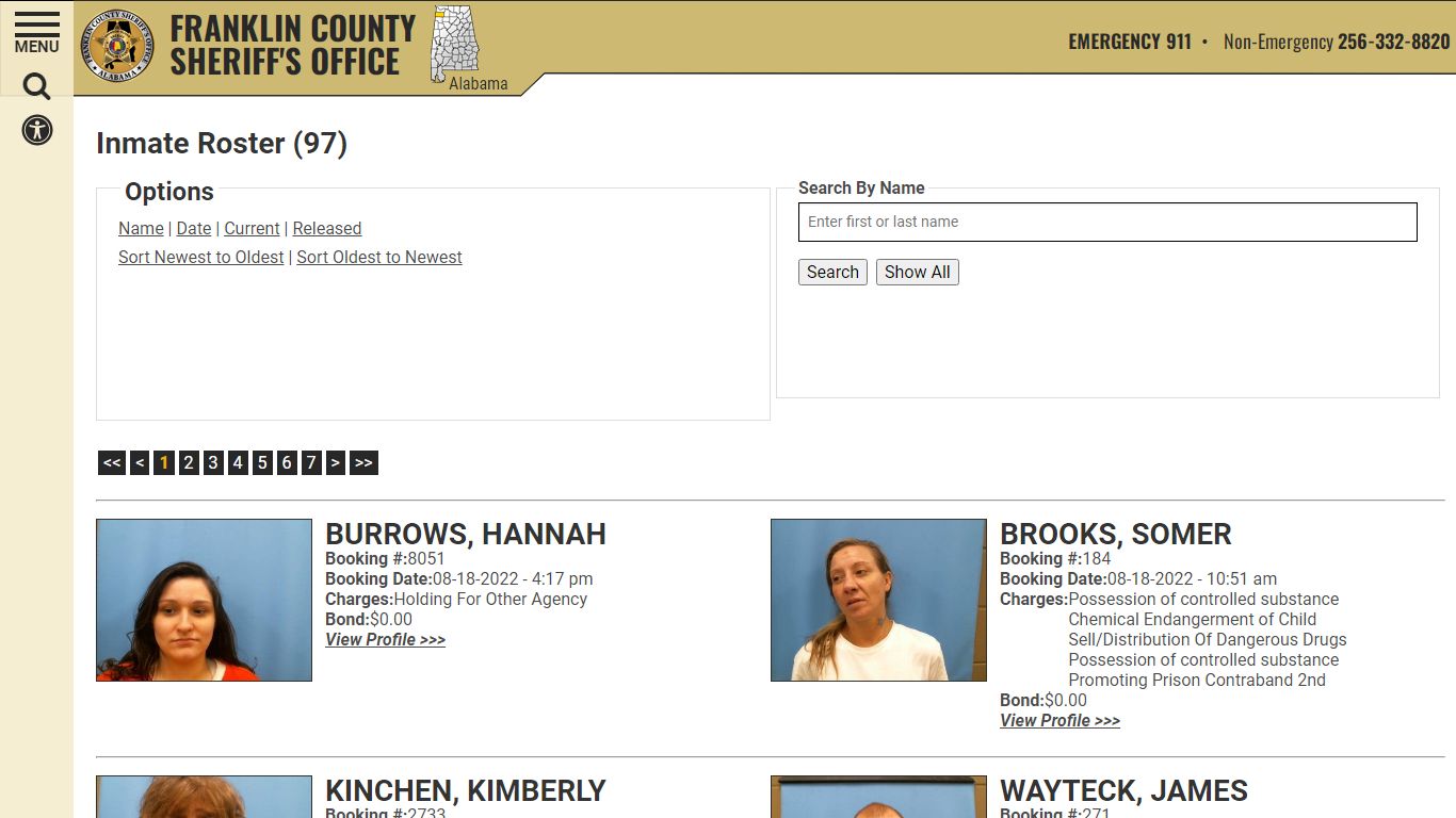 Inmate Roster - Franklin County AL Sheriff's Office