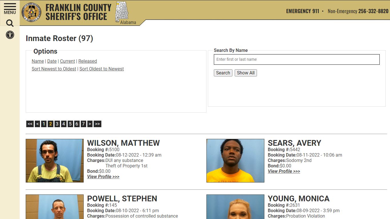 Inmate Roster - Franklin County AL Sheriff's Office